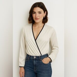 Artigli White Bodysuit Black Mesh Detail | Size 42 Large